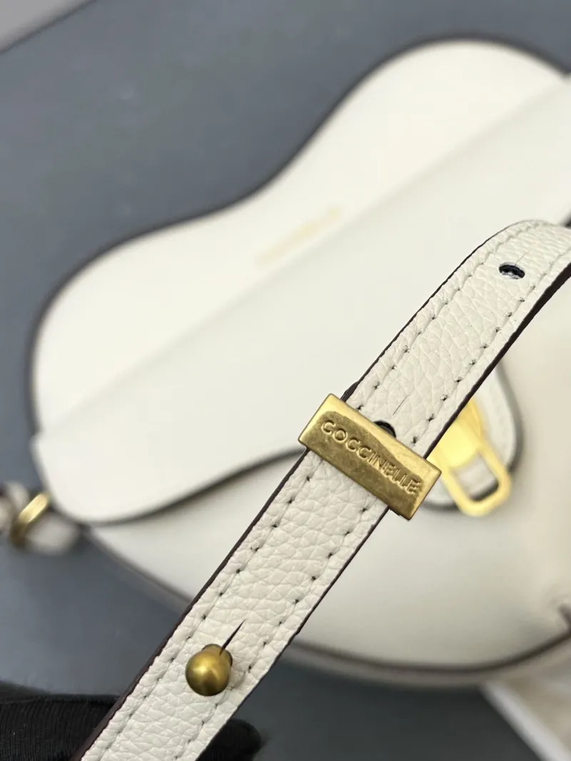 COCCINELLE H08881 White Heart Leather Crossbody Satchel Bag - Image 8