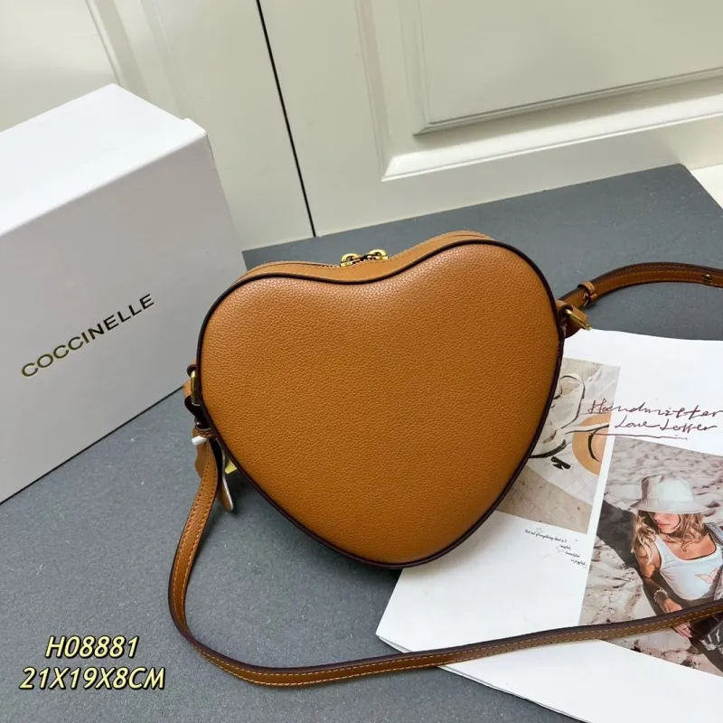 Coccinelle Brown Heart Shaped Crossbody Bag H08881 - Image 3