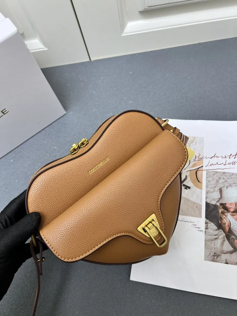 Coccinelle Brown Heart Shaped Crossbody Bag H08881 - Image 4