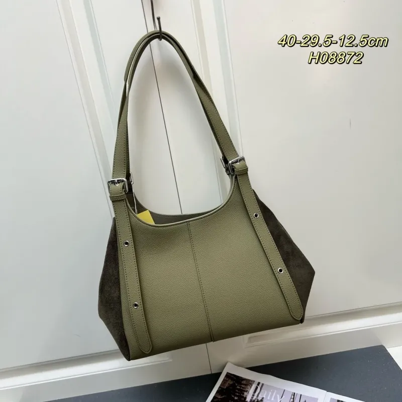 Coccinelle Olive Green Suede Hobo Bag H08872 - Image 3
