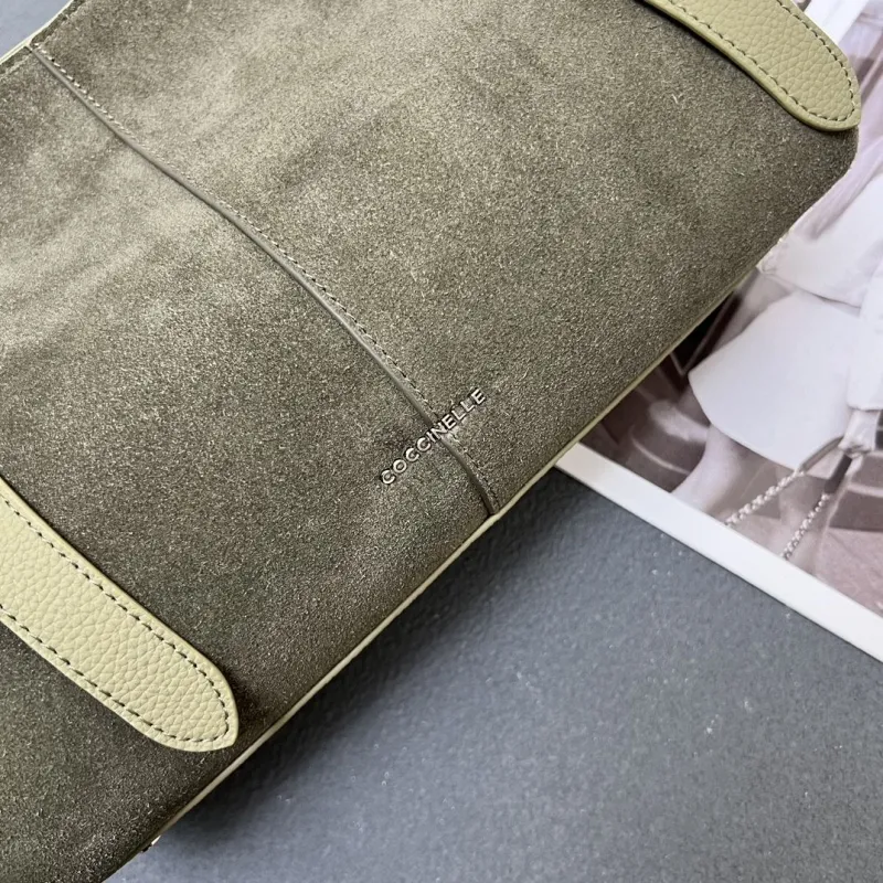 Coccinelle Olive Green Suede Hobo Bag H08872 - Image 6