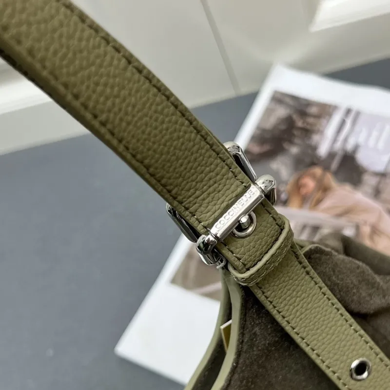 Coccinelle Olive Green Suede Hobo Bag H08872 - Image 7