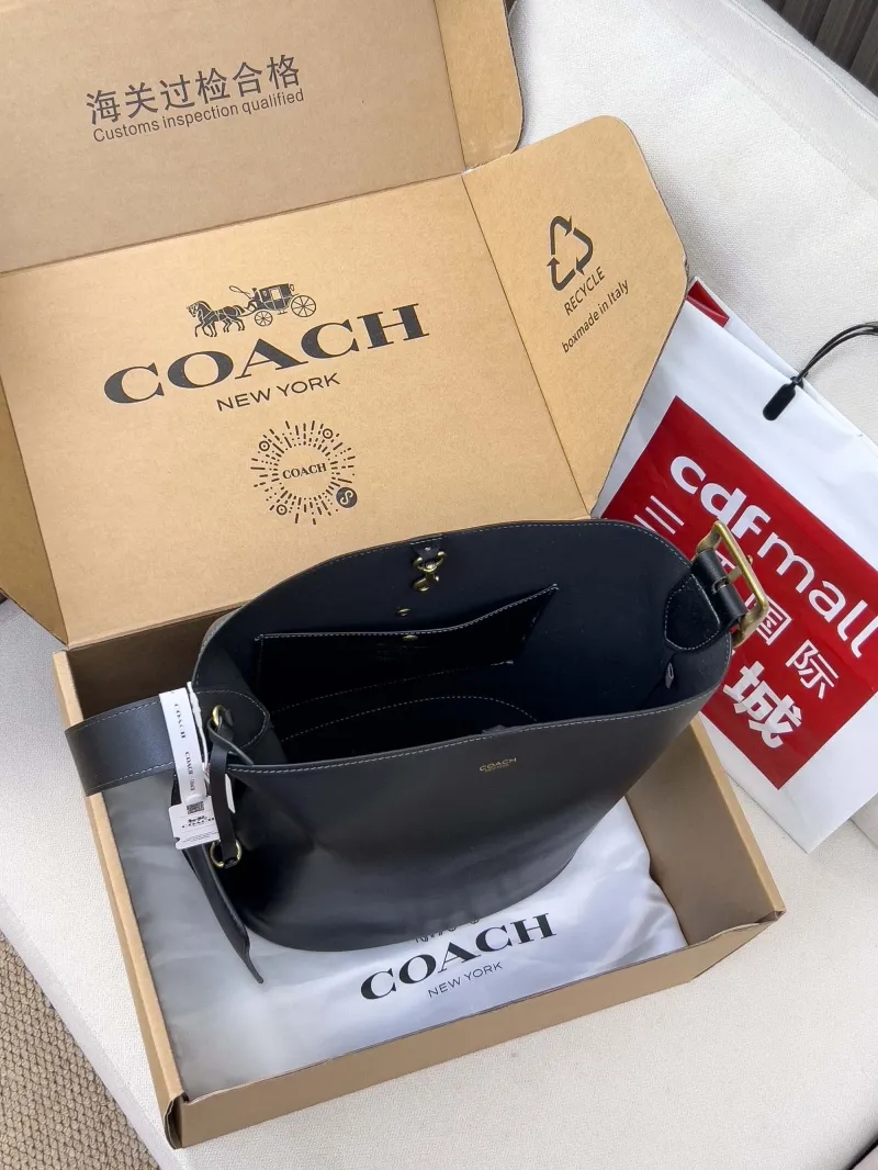 Coach Black Leather Bucket Bag - Image 5