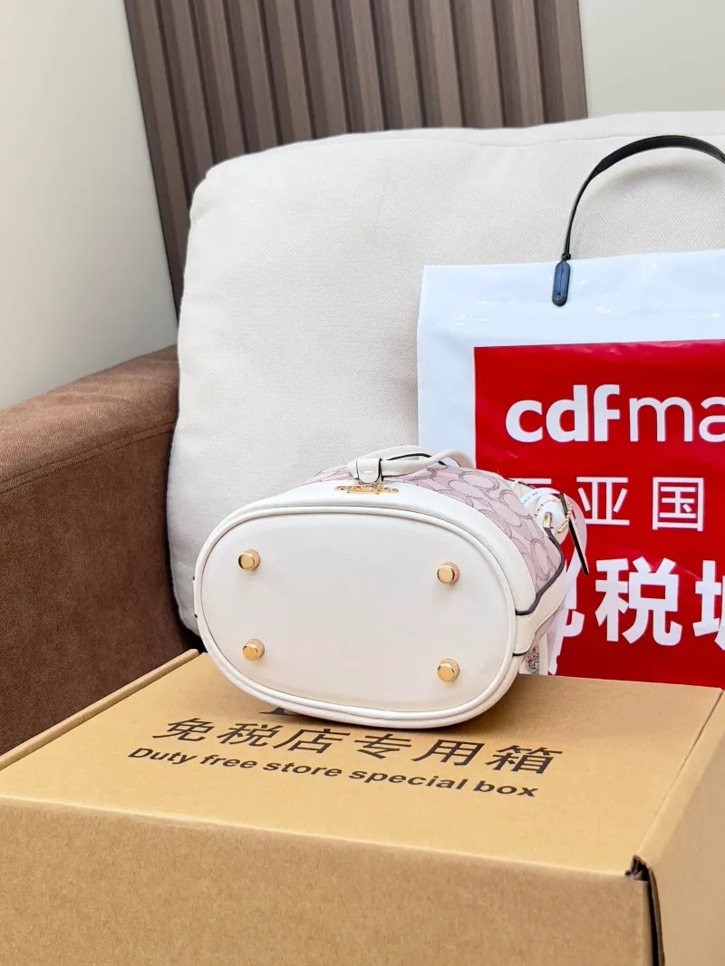 Coach Pink White Mini Bucket Bag - Image 3