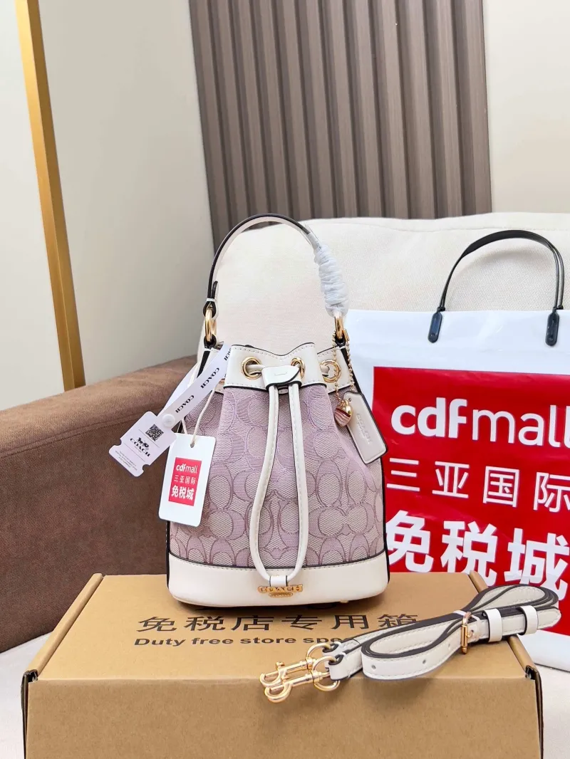 Coach Pink White Mini Bucket Bag - Image 4