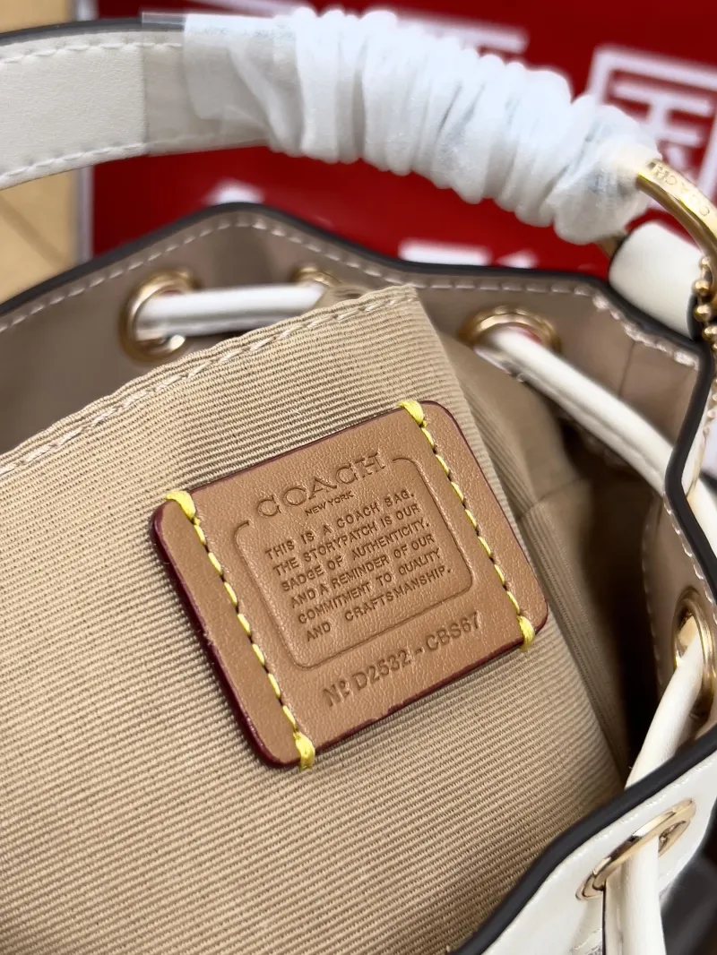 Coach Pink White Mini Bucket Bag - Image 6