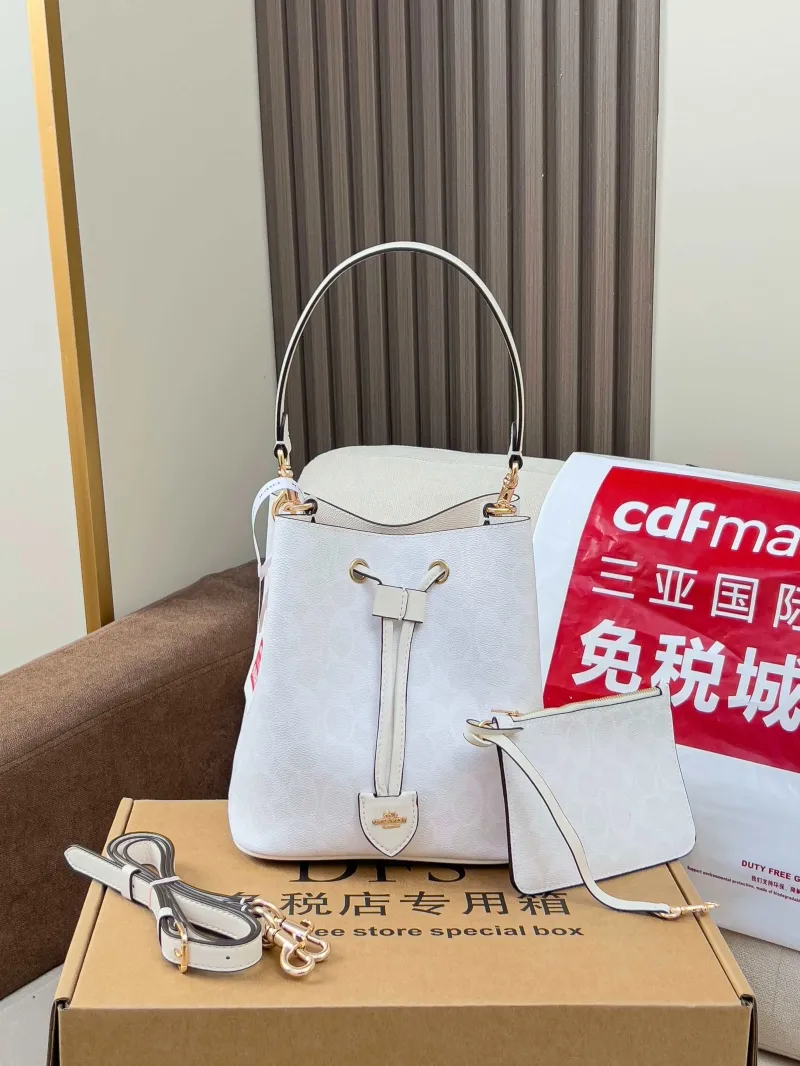Coach White Bucket Bag with Pouch - Image 4