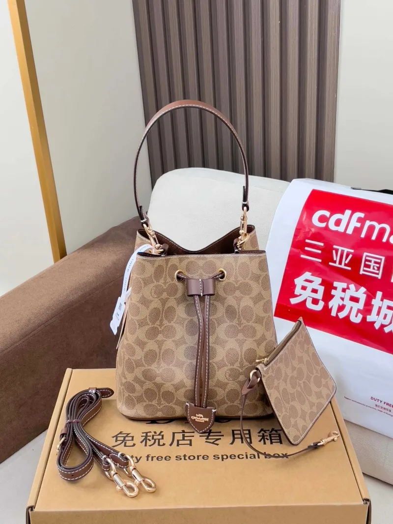 Coach Brown Monogram Bucket Bag - Image 4