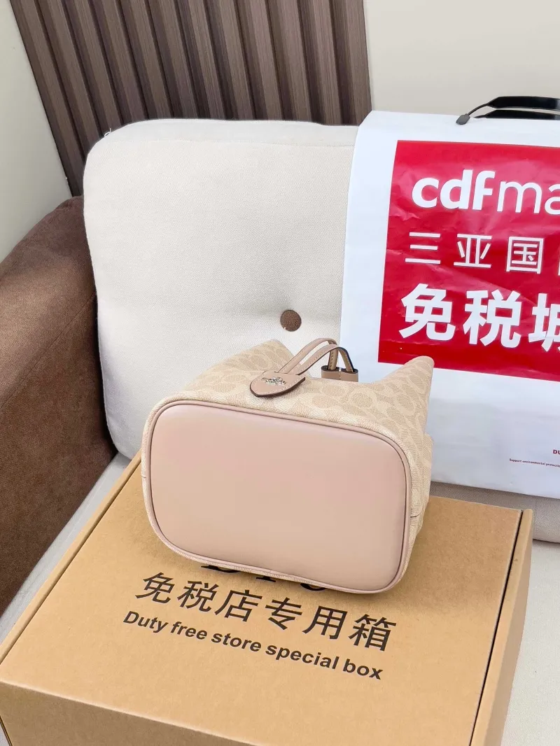 Coach Light Beige Bucket Bag with Small Pouch - Image 3