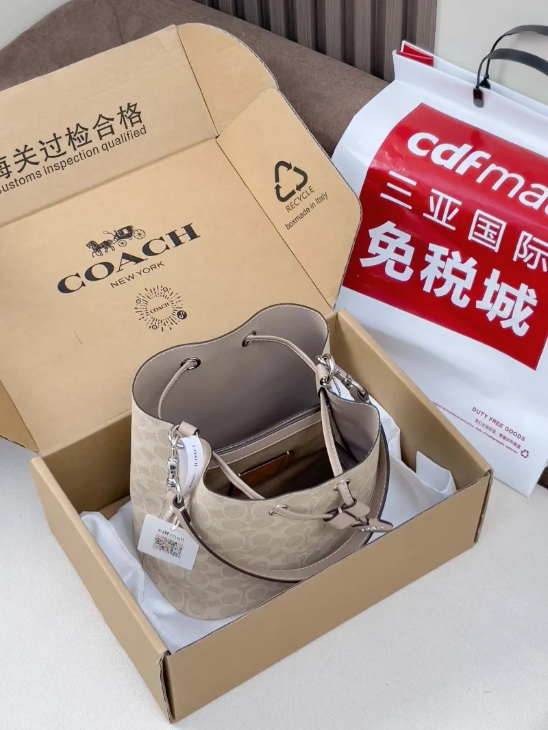 Coach Light Beige Bucket Bag with Small Pouch - Image 5