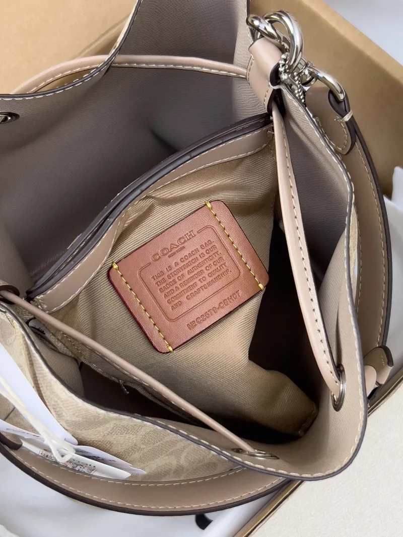 Coach Light Beige Bucket Bag with Small Pouch - Image 6