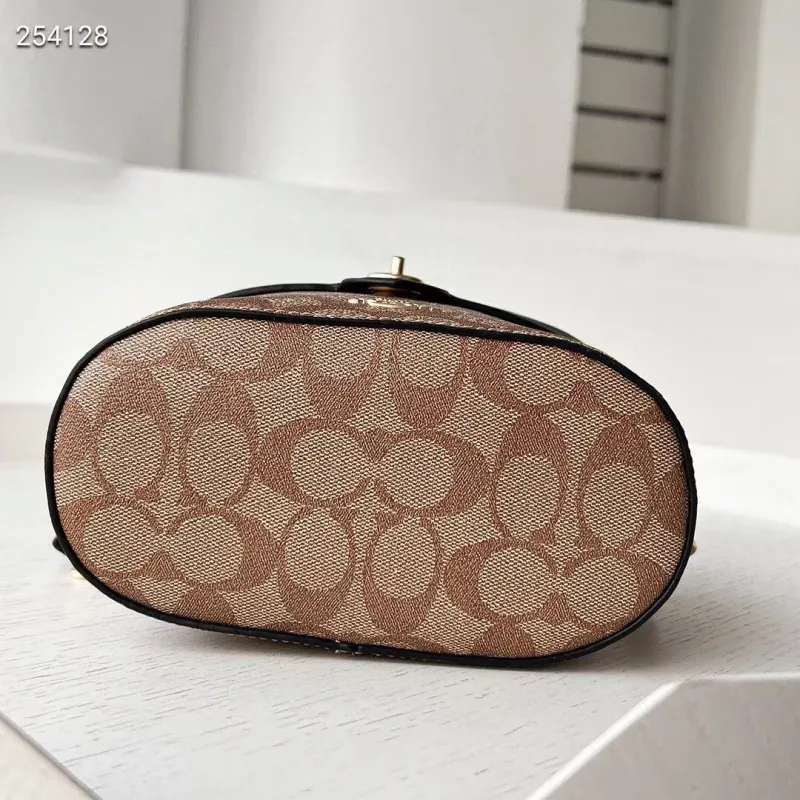 Coach 254128 Signature Canvas Crossbody Bag Brown Black - Image 5