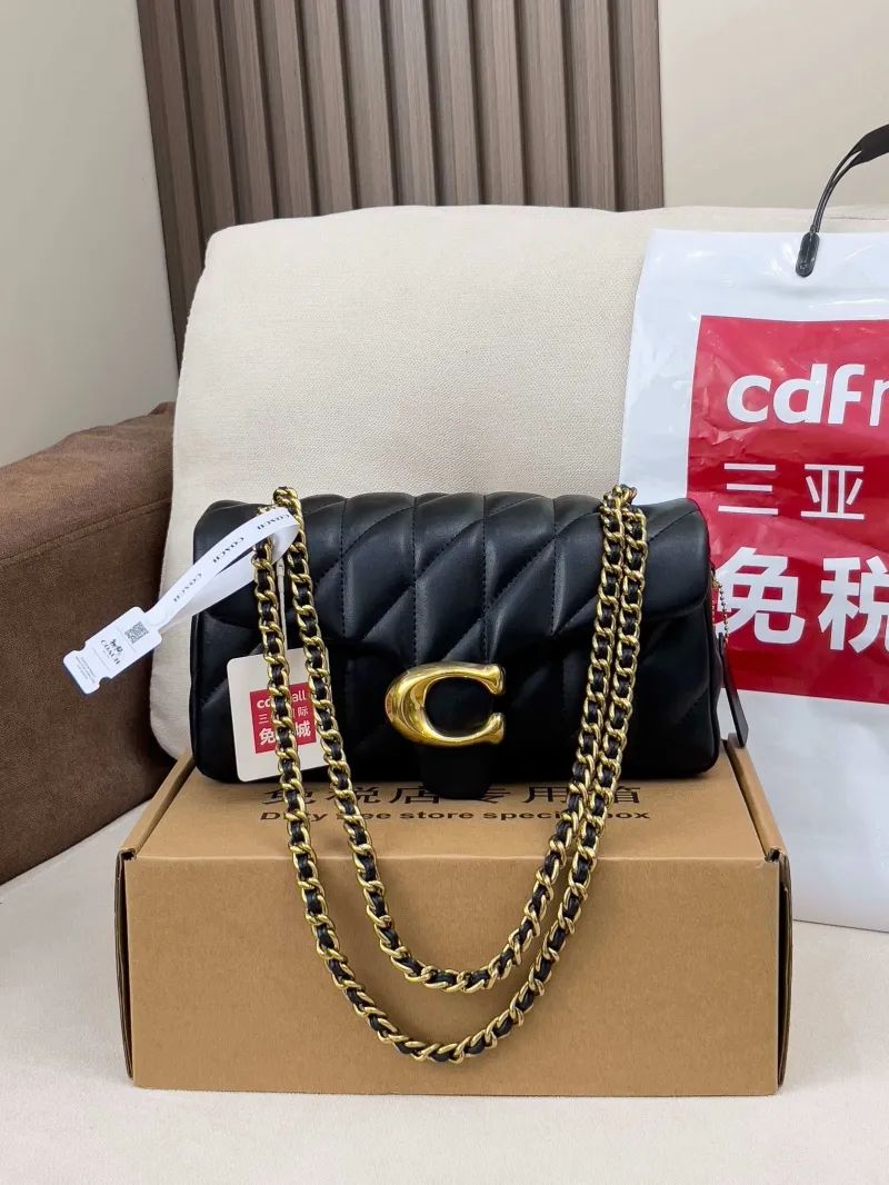 Coach Black Quilted Chain Shoulder Bag - Image 4