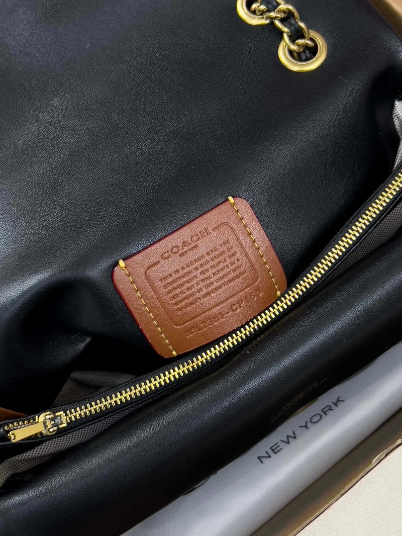 Coach Black Quilted Chain Shoulder Bag - Image 6