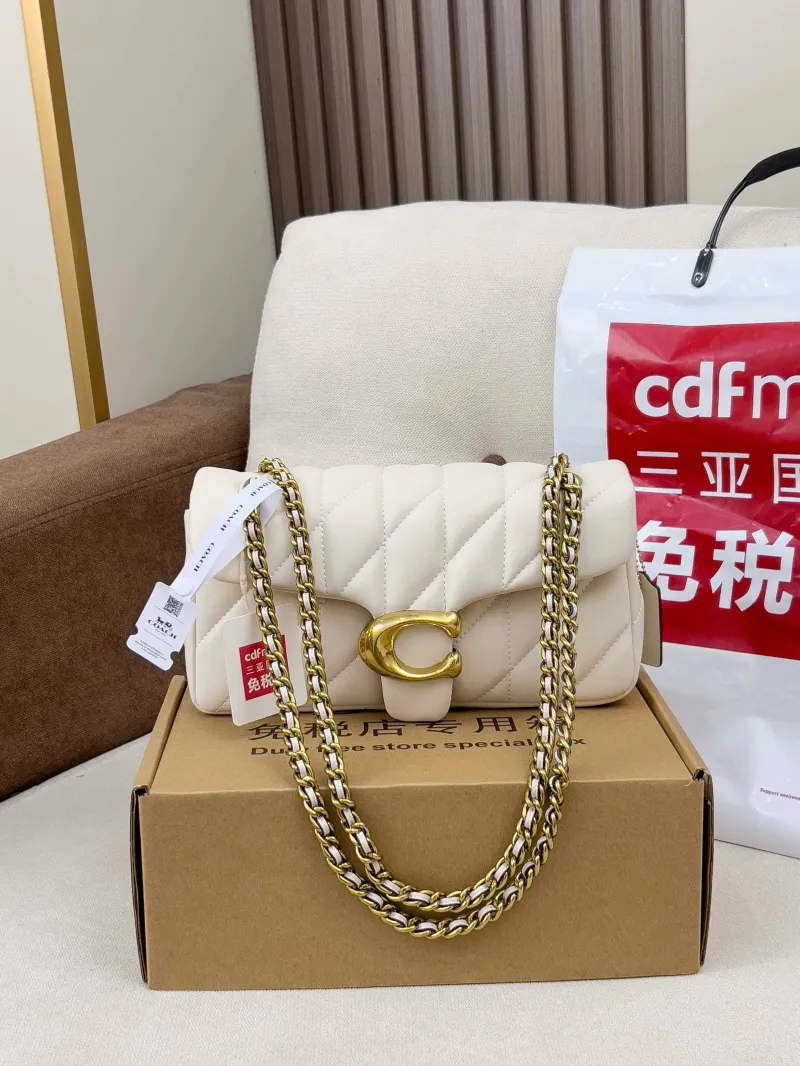 Coach Cream Quilted Chain Strap Satchel Bag - Image 4
