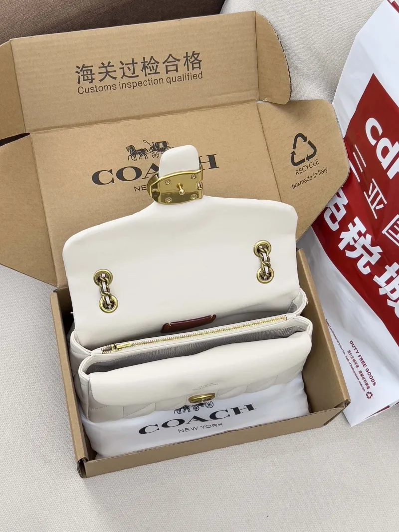 Coach Cream Quilted Chain Strap Satchel Bag - Image 5