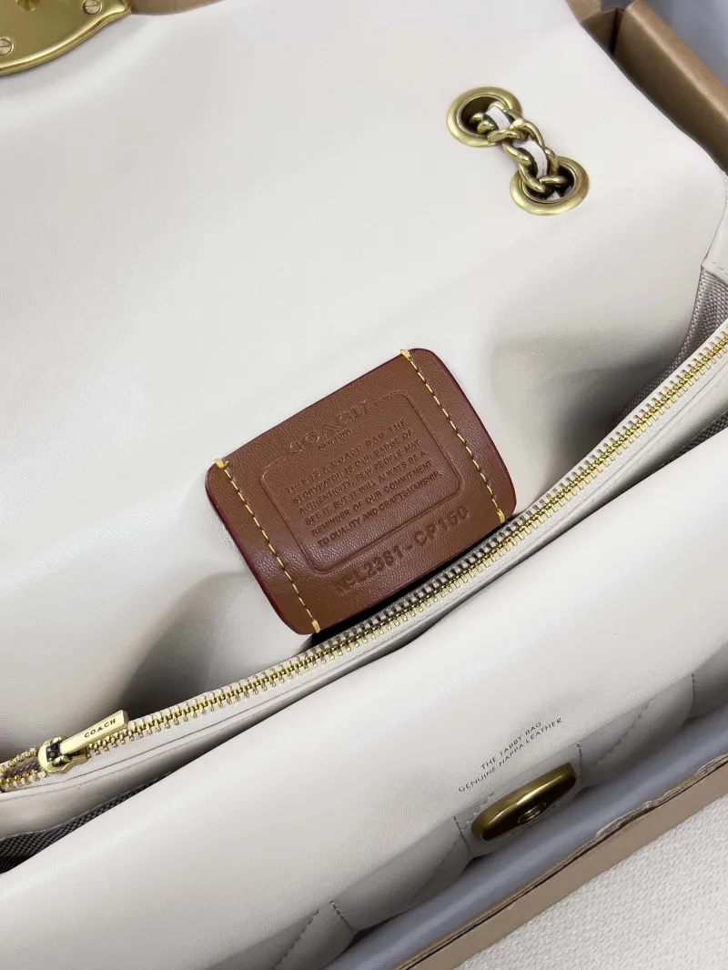 Coach Cream Quilted Chain Strap Satchel Bag - Image 6