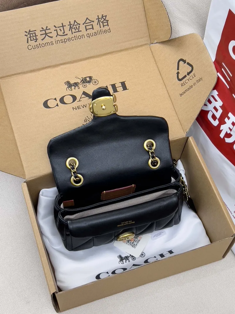 Coach Black Quilted Chain Crossbody Bag - Image 5