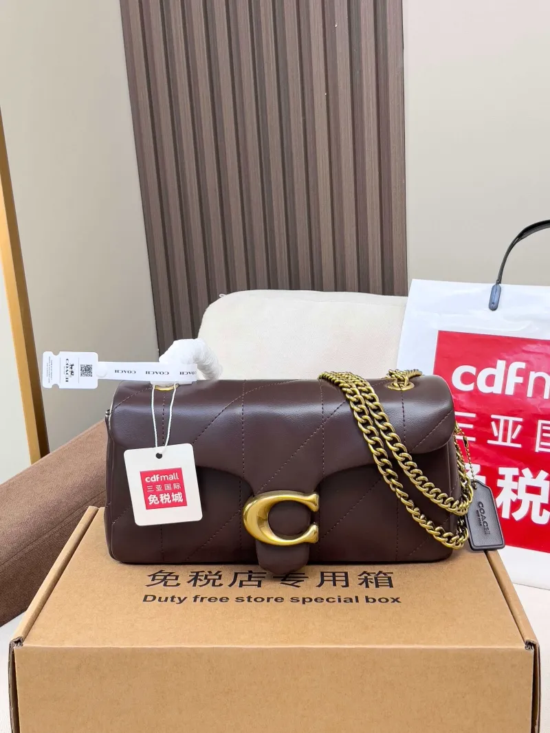 Coach Brown Quilted Chain Satchel Bag - Image 4