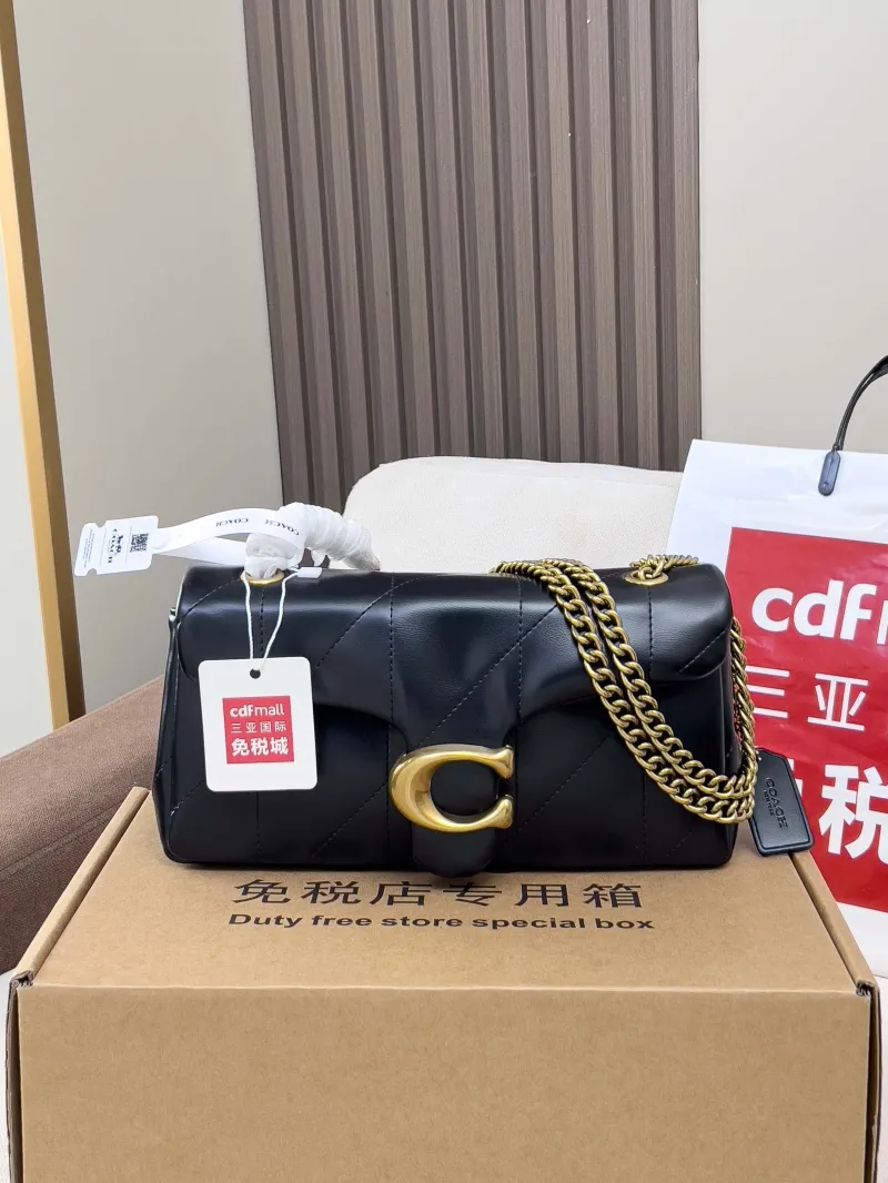 Coach Black Leather Chain Shoulder Bag - Image 4
