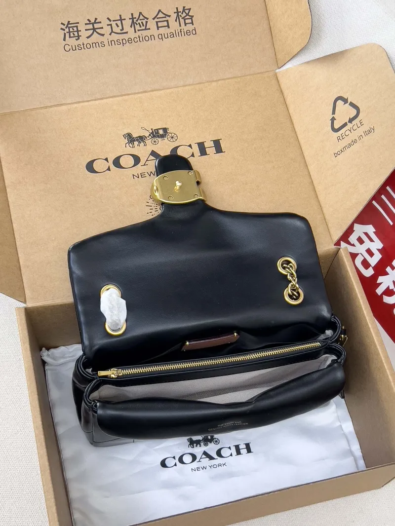 Coach Black Leather Chain Shoulder Bag - Image 5