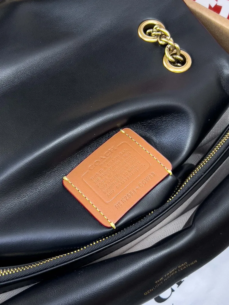 Coach Black Leather Chain Shoulder Bag - Image 6