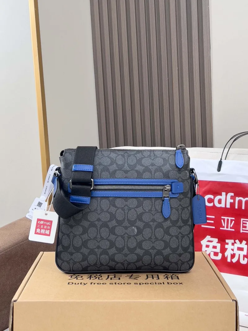 Coach Signature Black Blue Crossbody Bag - Image 4