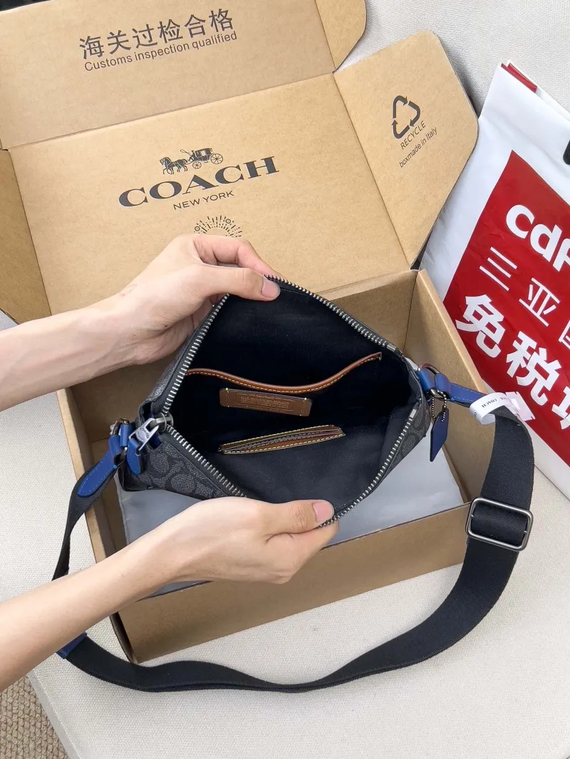 Coach Signature Black Blue Crossbody Bag - Image 5