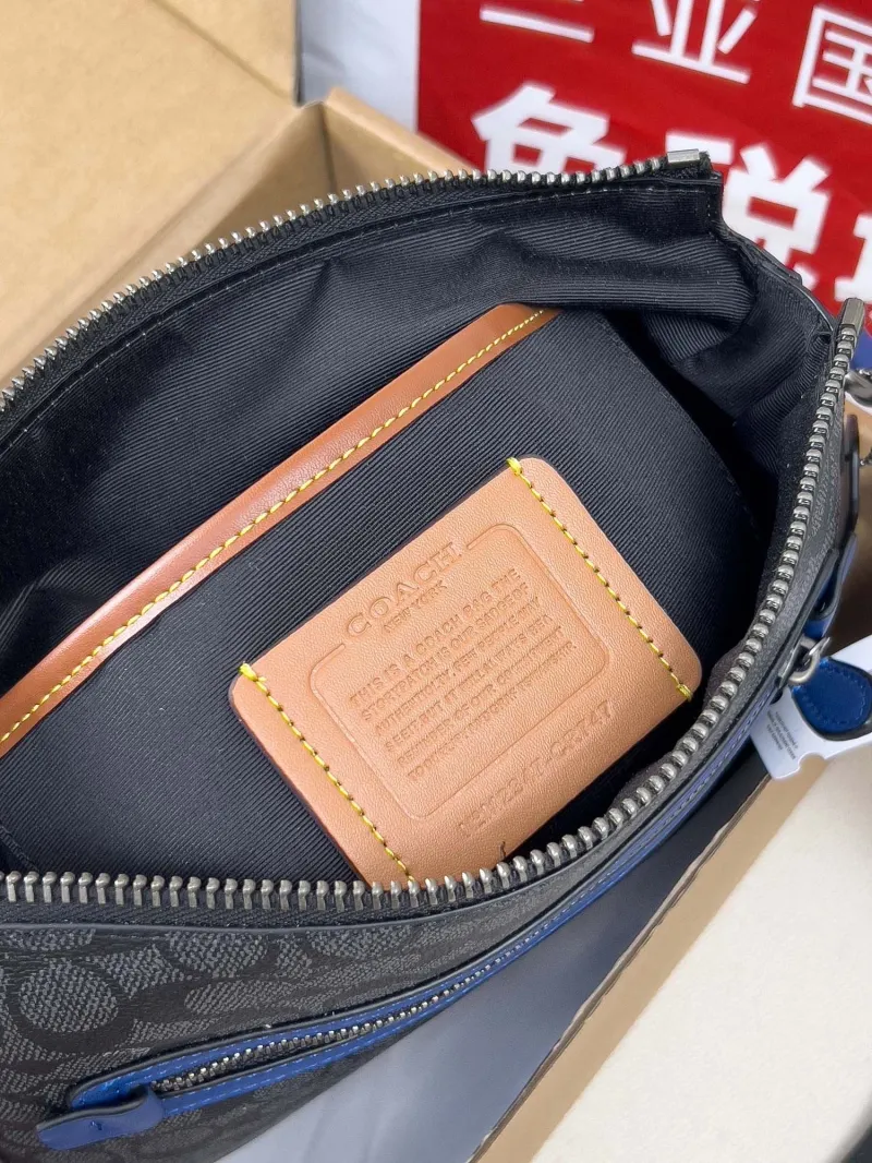 Coach Signature Black Blue Crossbody Bag - Image 6