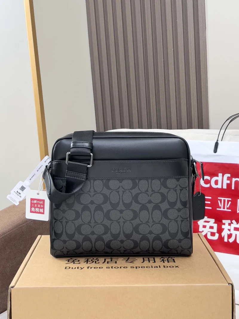 Coach Black Signature Crossbody Satchel Bag - Image 4