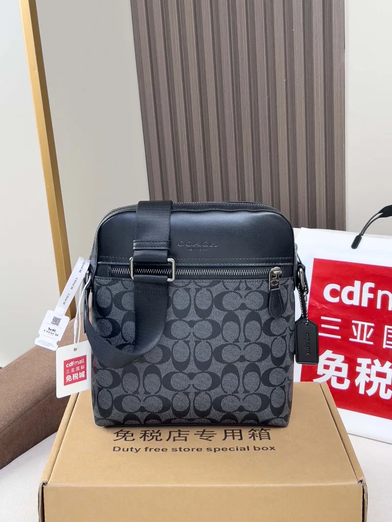 Coach Black Gray Signature Crossbody Bag - Image 4