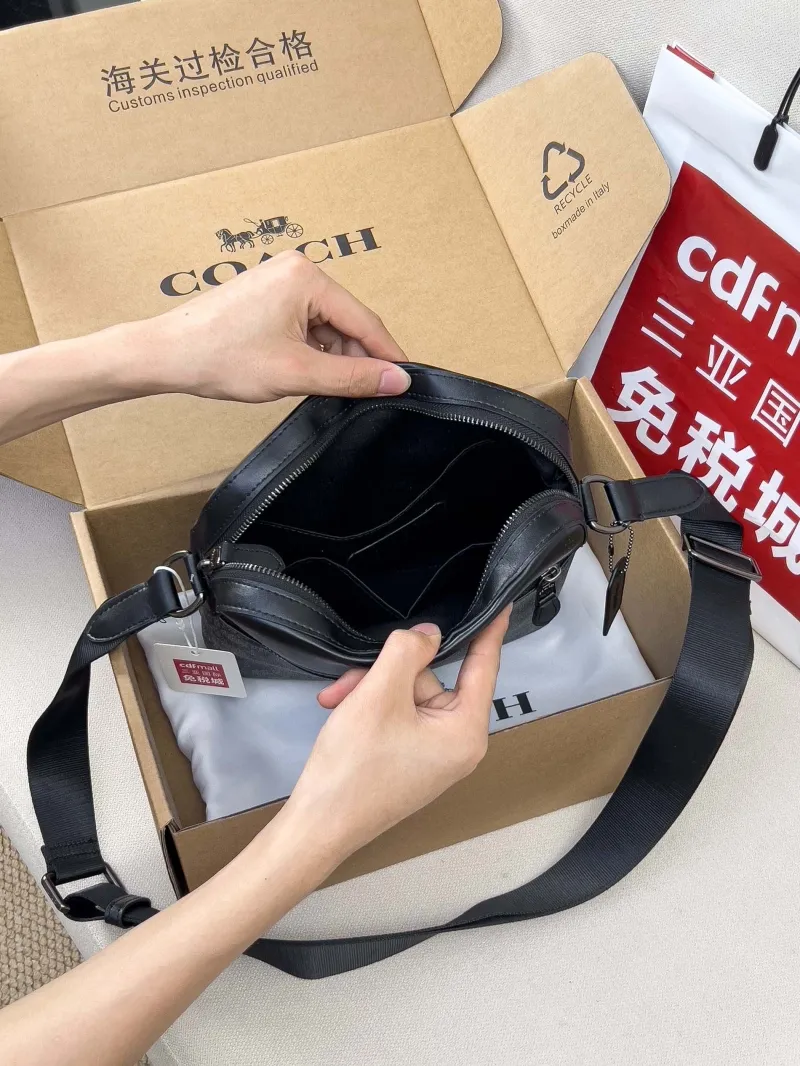 Coach Black Gray Signature Crossbody Bag - Image 5