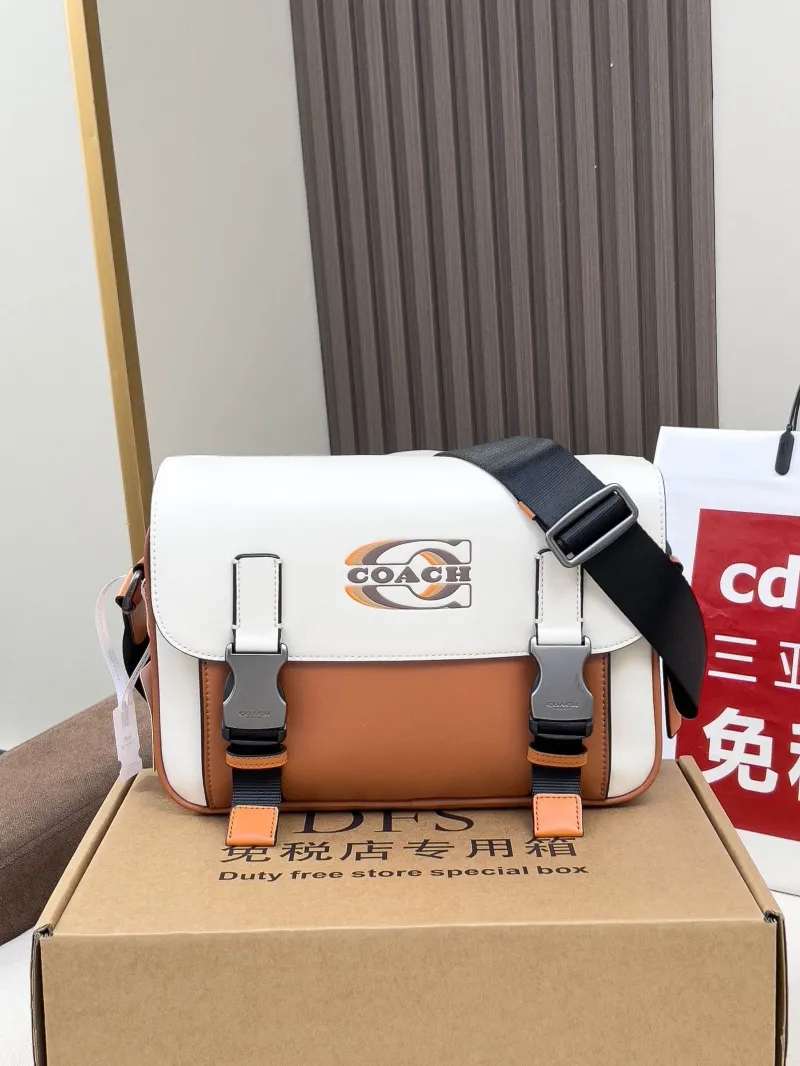 Coach White and Tan Crossbody Satchel Bag - Image 4