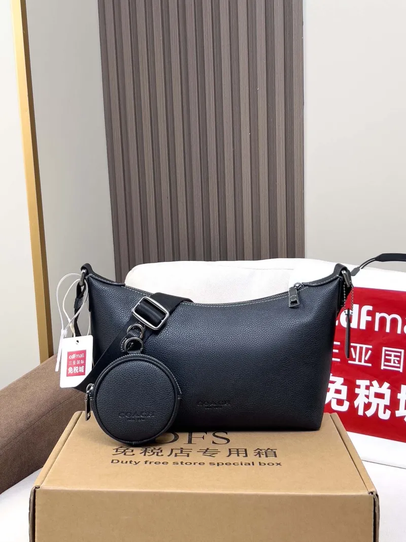 Coach Black Leather Satchel Bag with Mini Pouch 42 - Image 4
