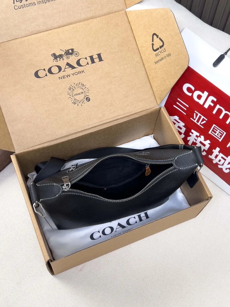 Coach Black Leather Satchel Bag with Mini Pouch 42 - Image 5