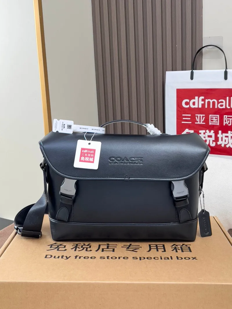 Coach Black Leather Messenger Bag - Image 4