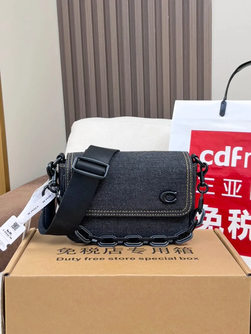 Coach Black Denim Crossbody Satchel Bag 62 - Image 4