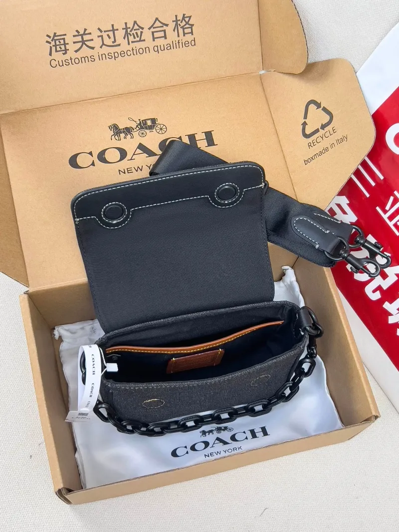 Coach Black Denim Crossbody Satchel Bag 62 - Image 5