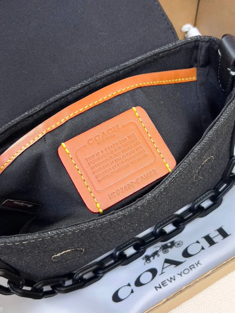Coach Black Denim Crossbody Satchel Bag 62 - Image 6