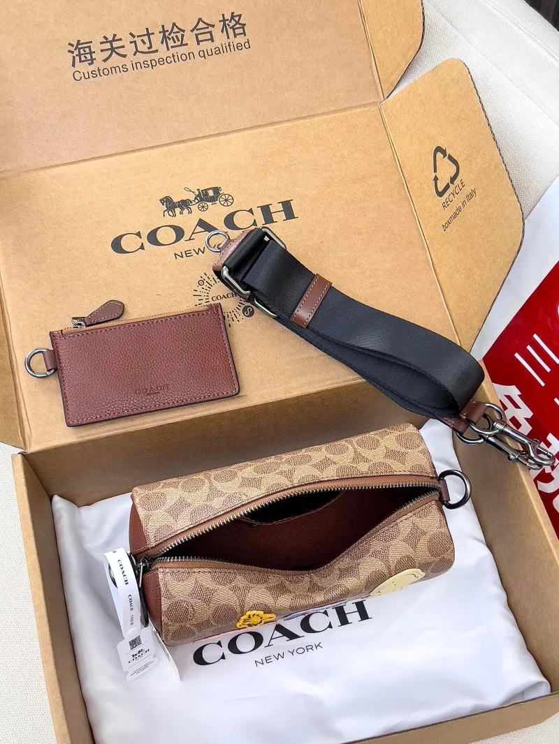 Coach Snoopy Crossbody Satchel Bag Brown - Image 5