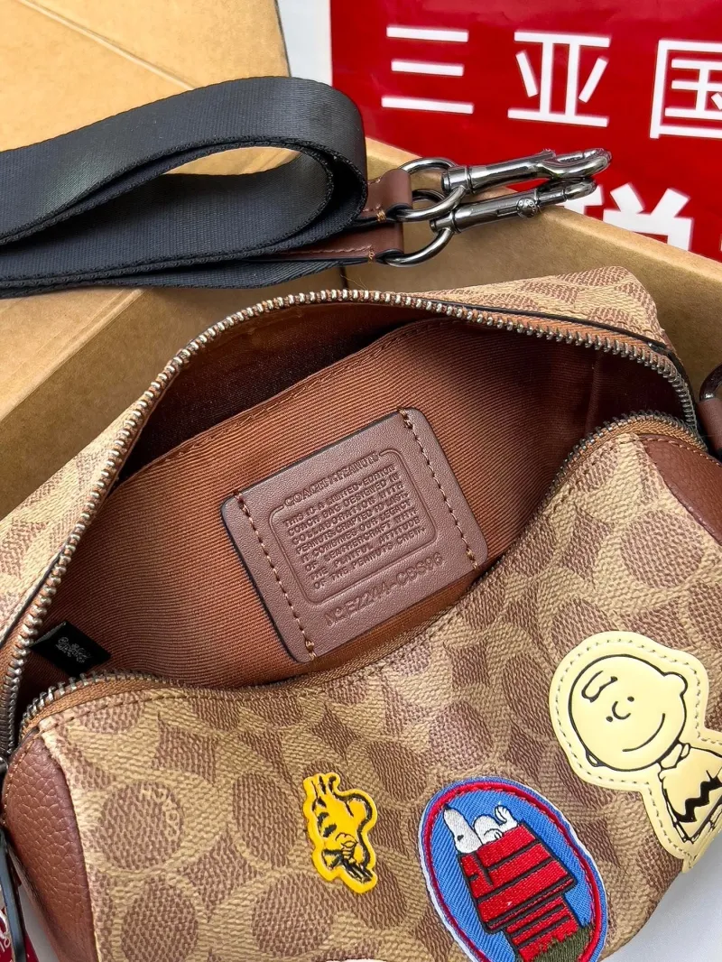 Coach Snoopy Crossbody Satchel Bag Brown - Image 6