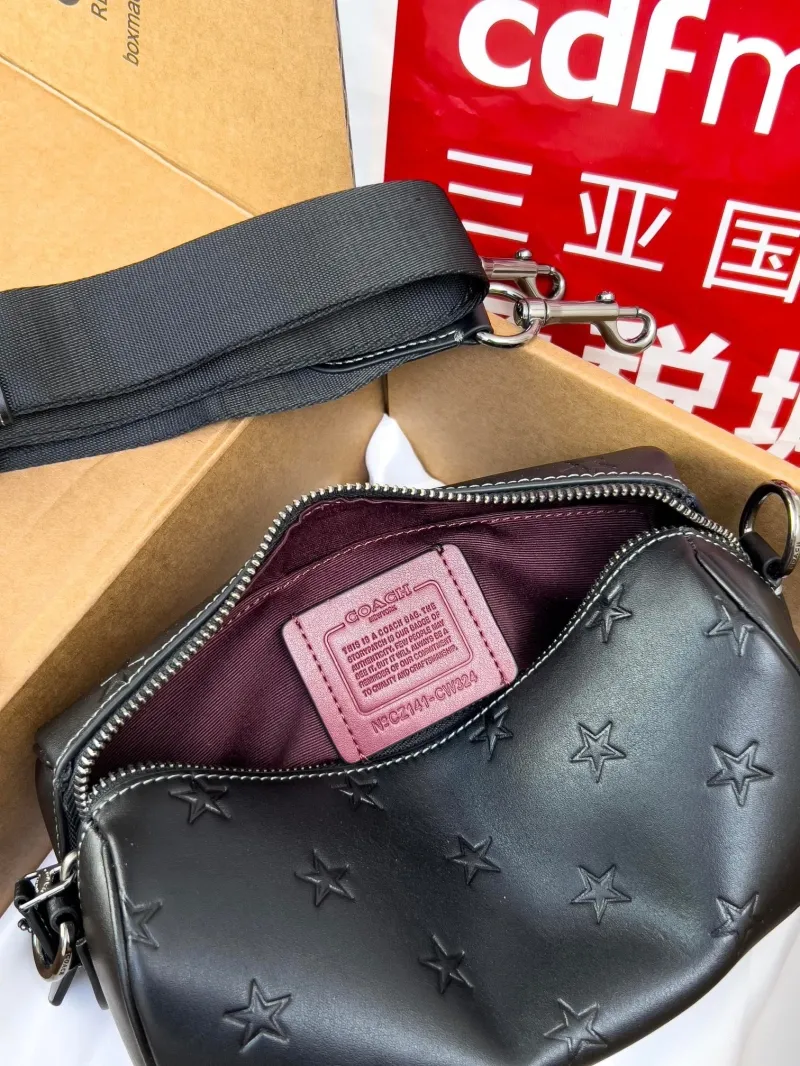 Coach Black Star Embossed Crossbody Satchel Bag 69 - Image 6