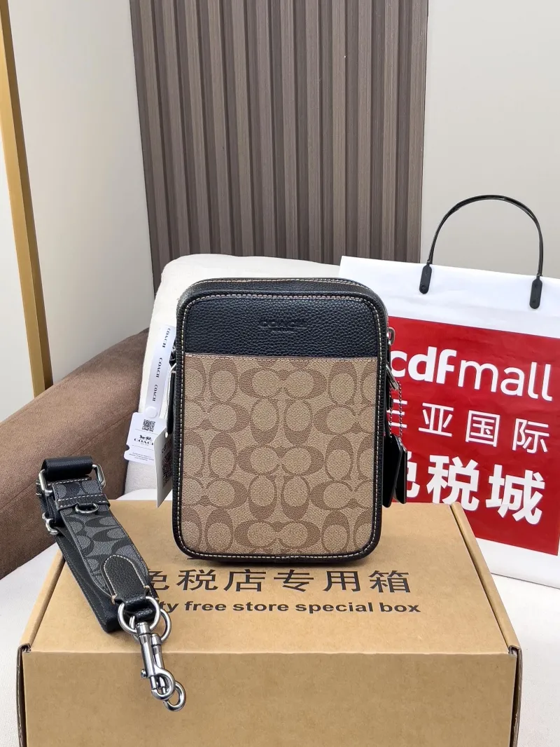 Coach Brown Black Monogram Crossbody Bag - Image 3