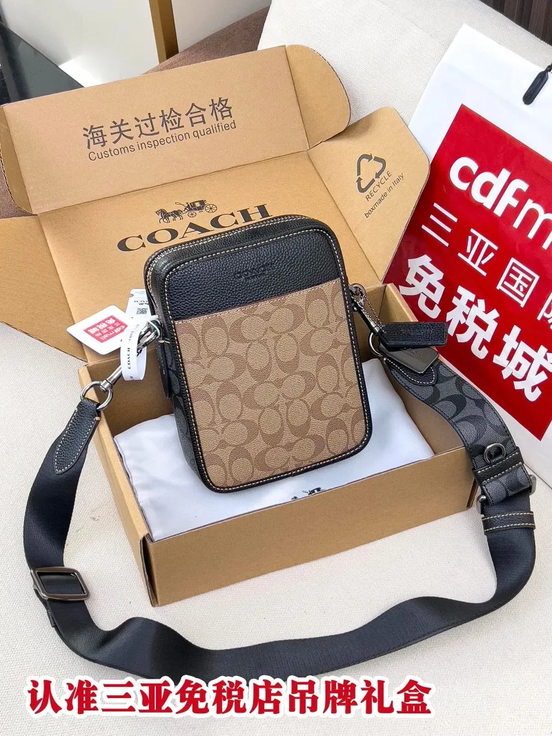 Coach Brown Black Monogram Crossbody Bag - Image 4