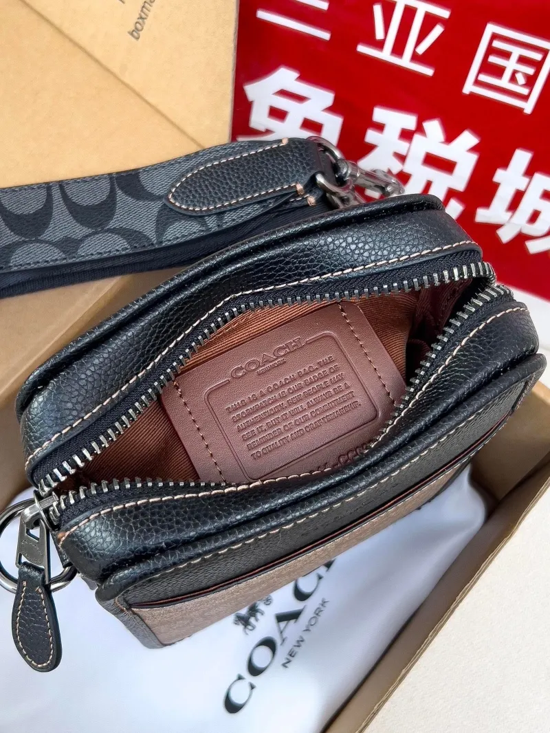 Coach Brown Black Monogram Crossbody Bag - Image 5