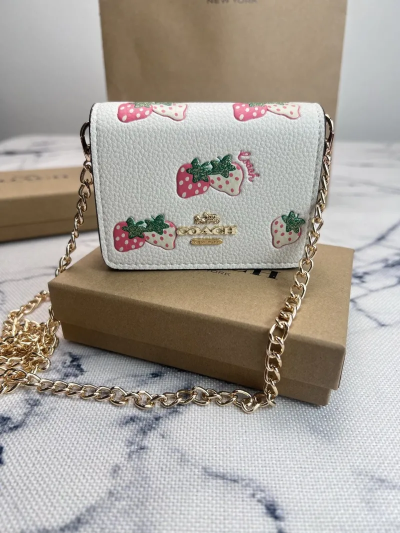 Coach White Mini Strawberry Print Crossbody Bag - Image 3