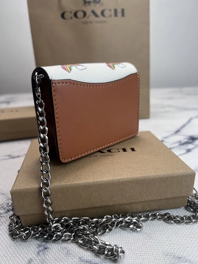 Coach White Rainbow Print Mini Chain Crossbody Bag - Image 4