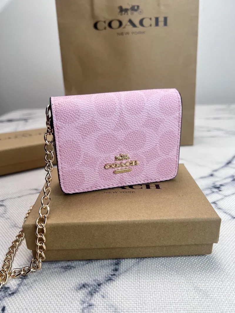 Coach Pink Mini Chain Crossbody Wallet - Image 3