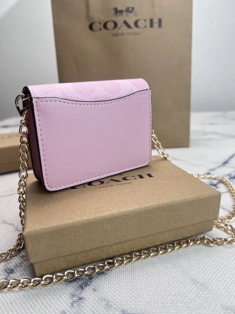 Coach Pink Mini Chain Crossbody Wallet - Image 4