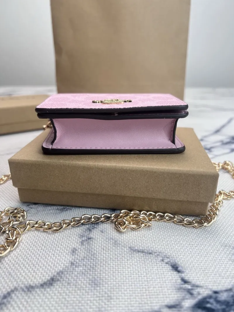 Coach Pink Mini Chain Crossbody Wallet - Image 5